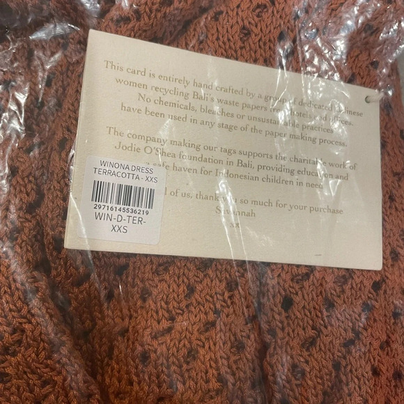 NWT Savannah Morrow Winona Open Knit Pima Cotton Midi Dress in Terracotta XXS - Picture 3 of 4